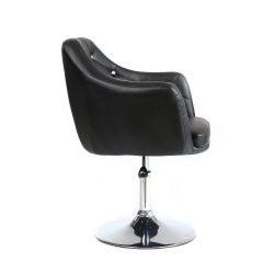 Kosmetická židle ROMA na stříbrné kulaté podstavě - černá