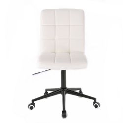 Kosmetická židle TOLEDO na černé podstavě s kolečky - bílá