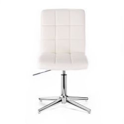 Kosmetická židle TOLEDO na stříbrném kříži - bílá