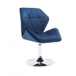 Kosmetická židle MILANO MAX VELUR na stříbrném talíři - modrá