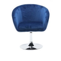Kosmetická židle VENICE VELUR na stříbrném talíři - modrá